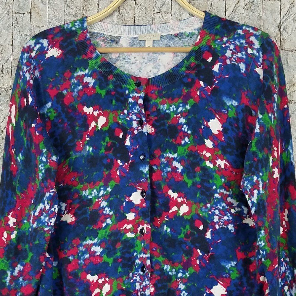 Talbots Multicolored Button Down Cardigan Sweater - image 2